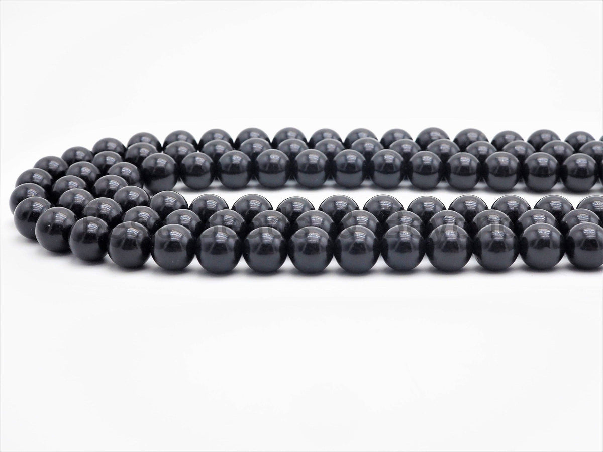 Quality Natural Jet Beads, 4mm/6mm/8mm/10mm/12mm/16mm Black Round Smooth Gemstone Beads, Black Jet Beads, 15.5inch full strand, SKU#U400