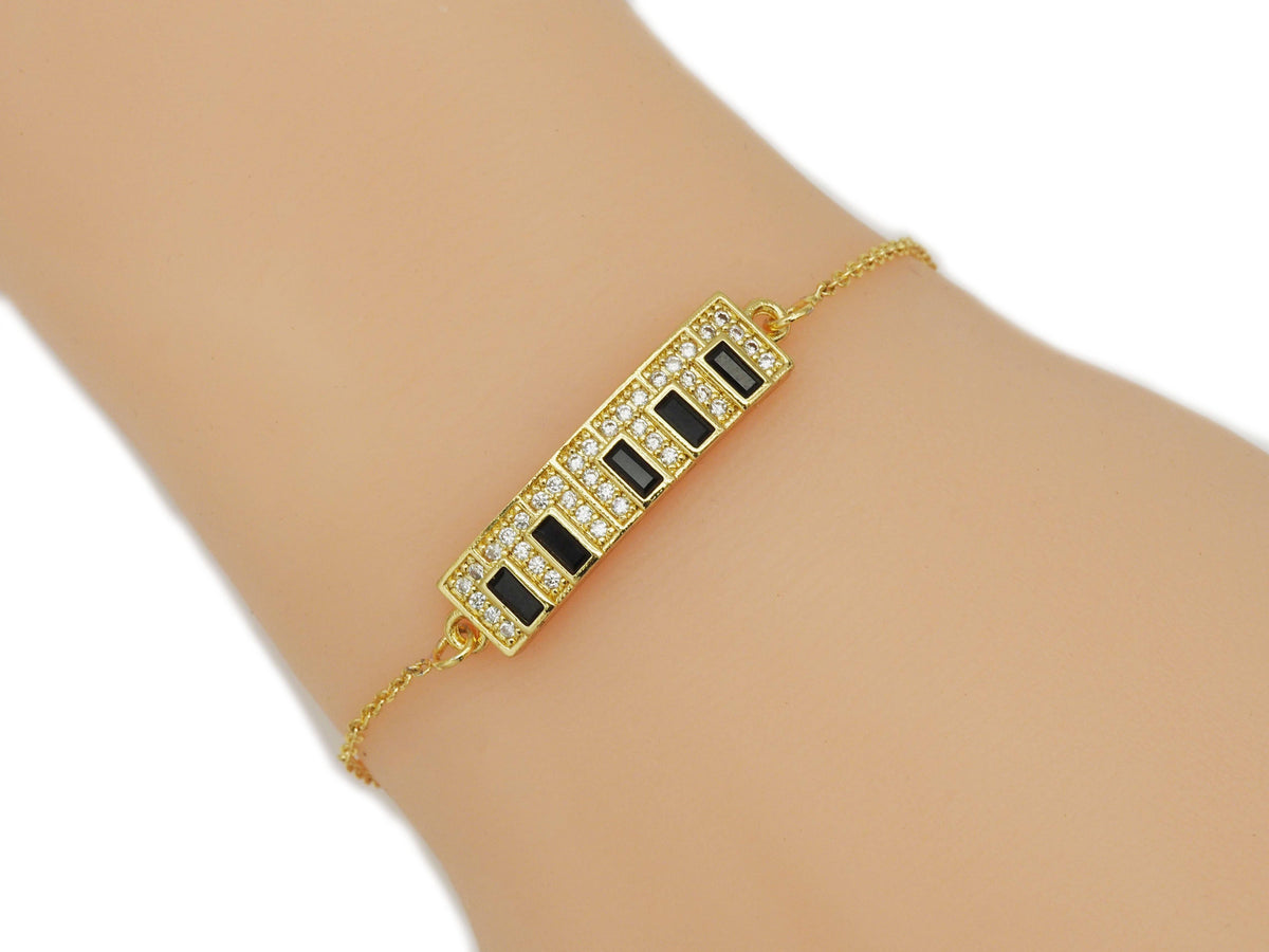 CZ Black Enamel Piano Board charm, Sku#FH196