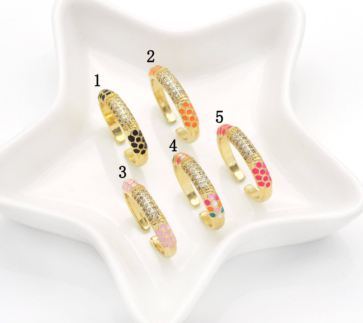 Enamel Gold Colorful Snake Scales Patten Ring, Sku#JL156
