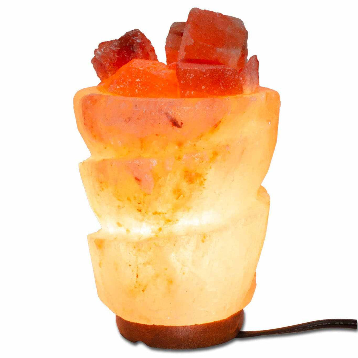 Funnel w/ Chunks Salt Lamp - 9.5" avg. - Cord, Bulb, Dimmer