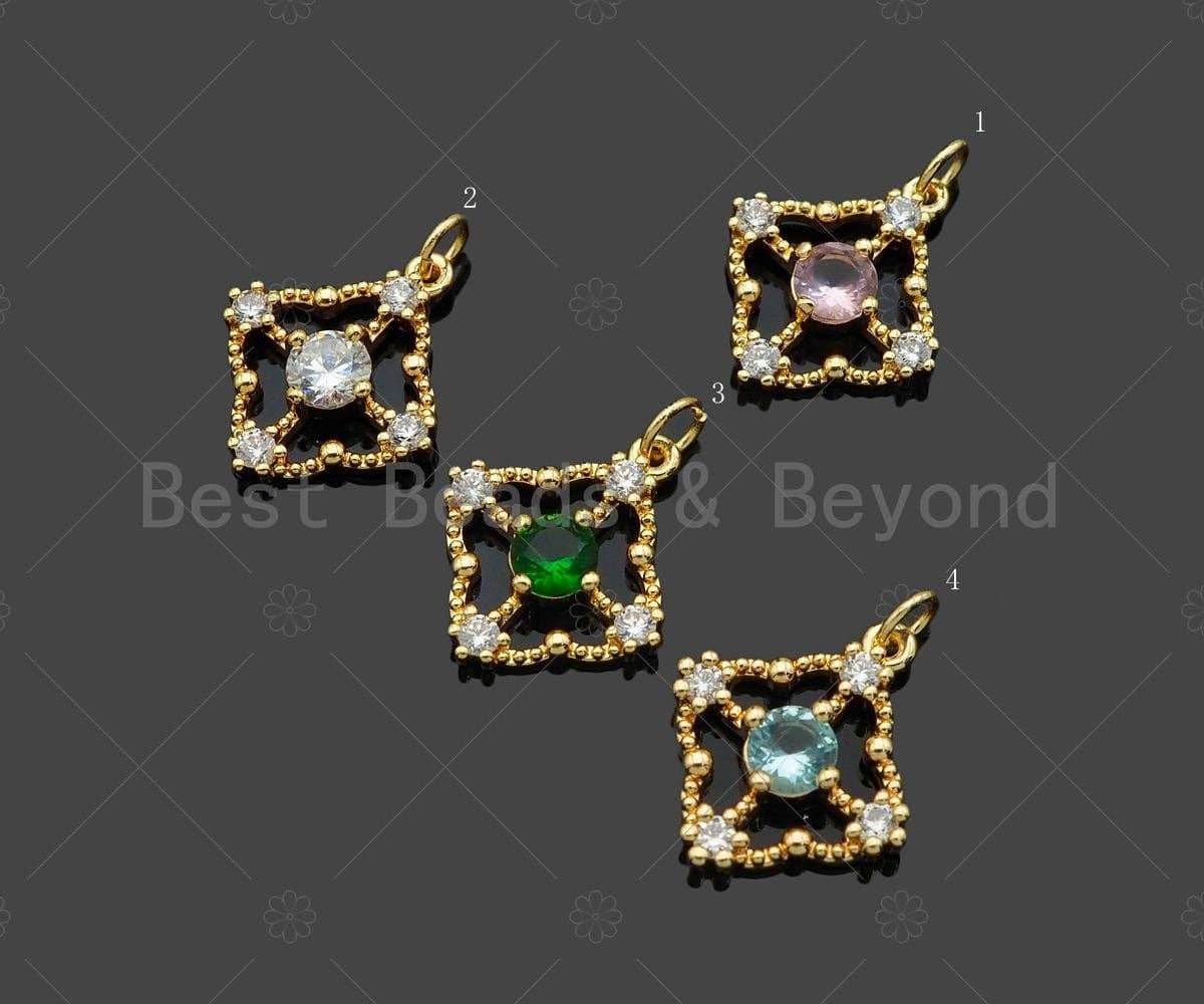 Gold Filled CZ Micro Pave Clover Shape Pendant