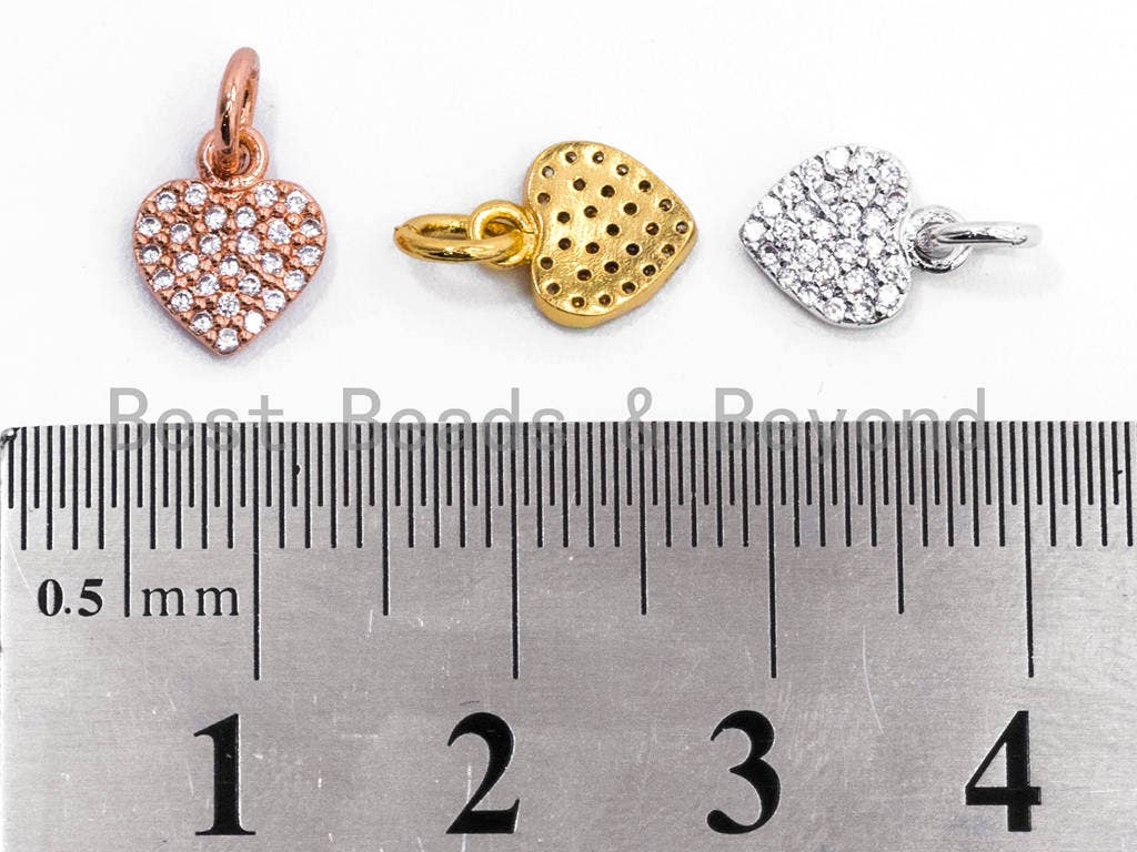 Clear CZ Micro Pave 7x9mm Heart Charm, Sku#Y29