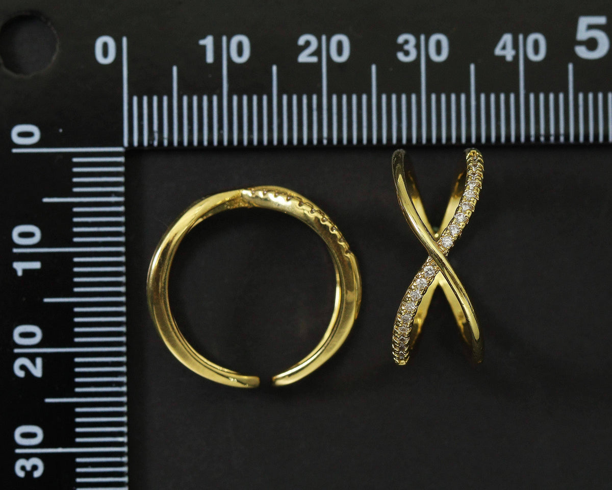 CZ Infinity Cross Adjustable Ring, Sku#LD210