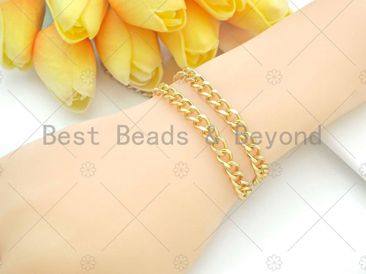 Matte Gold Black 6x8mm Cuban Curb Chain by Yard, Cuban Chain, Matte Finish Chain, Wholesale bulk Chain, sku#M403
