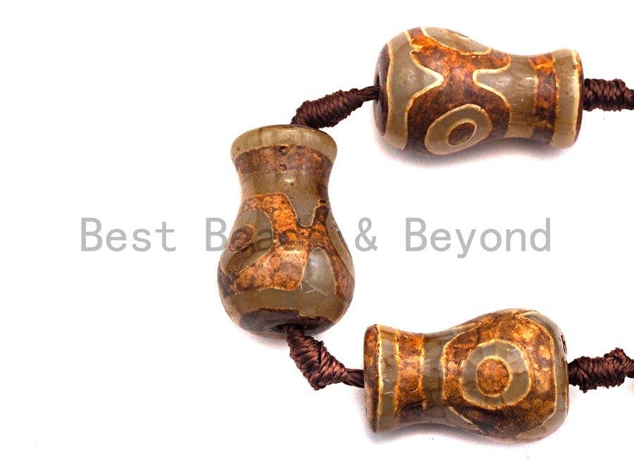 1pc/10pcs Natural Tibetan agate Vase Shape Beads, Dzi Agate Beads, Chunky Tibetan Agate, Ancient Brown Tibetan Bead, 15x25mm, Sku#U513