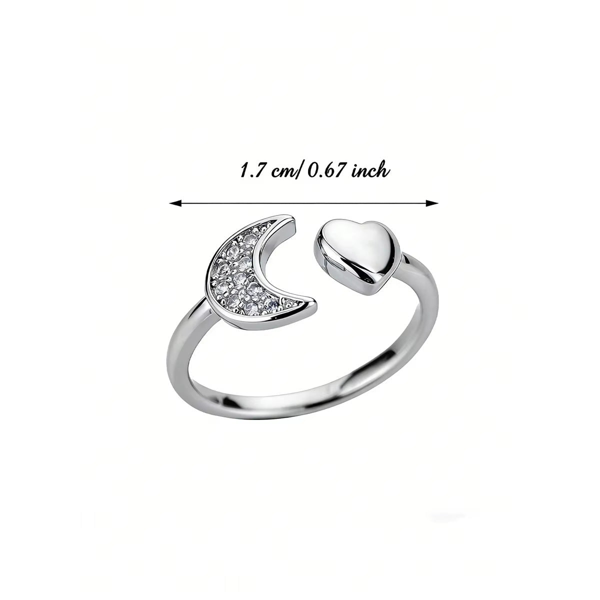 European And American-style 18K White Gold Opal Moon Ring Made Of Stainless Steel