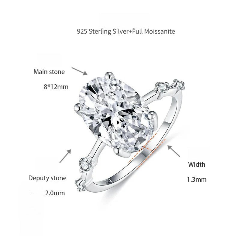 Elegant Oval D-Color VVS1 Moissanite Engagement Ring — 4.5 Carat Brilliant Cut in Sterling Silver with 18K Gold Plating