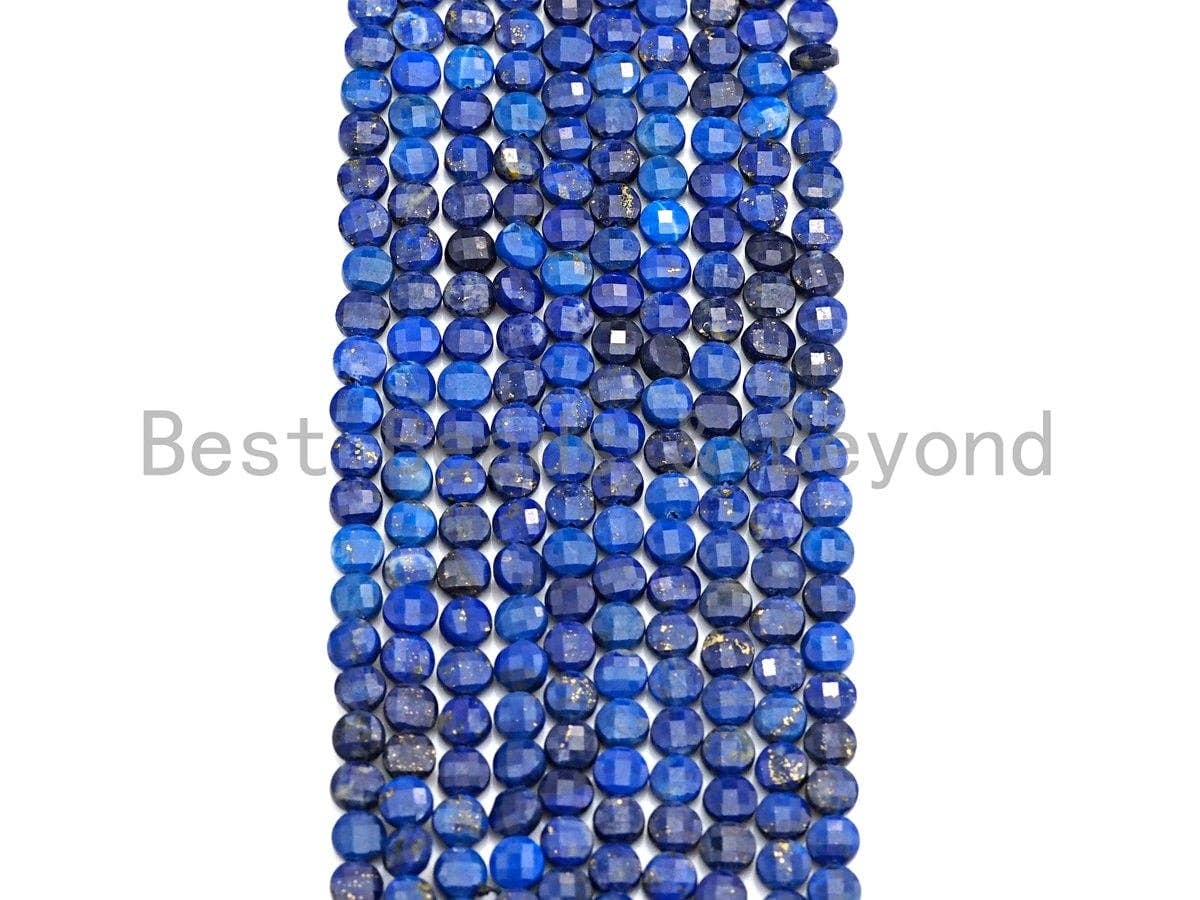 High Quality Natural Lapis Checkerboard Cut Beads, 4mm Lapis Turtle Shell Cut Beads, 16" Full Strand, Sku#U792