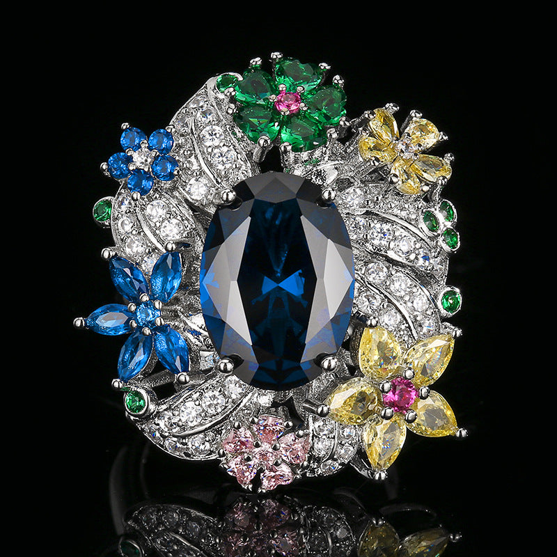 Luxury Vintage Open Ring With Shimmering Peacock Green Gemstone, Elegant Light Luxury Jewelry For Women