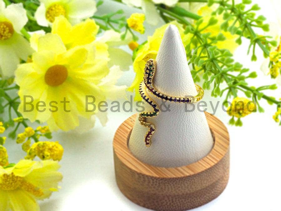 Colorful CZ  Snake Shape Ring, Sku#X42