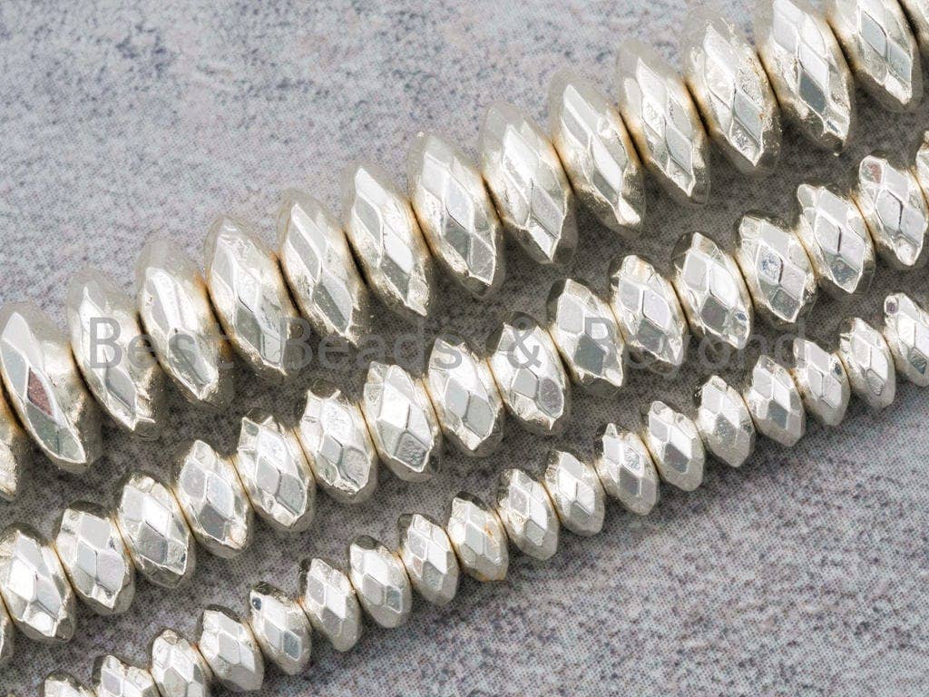 Bright Silver Hematite-1x2/2x3/2x4/3x6/3x8/6x10mm Rondelle Smooth /Faceted , SKU#S3