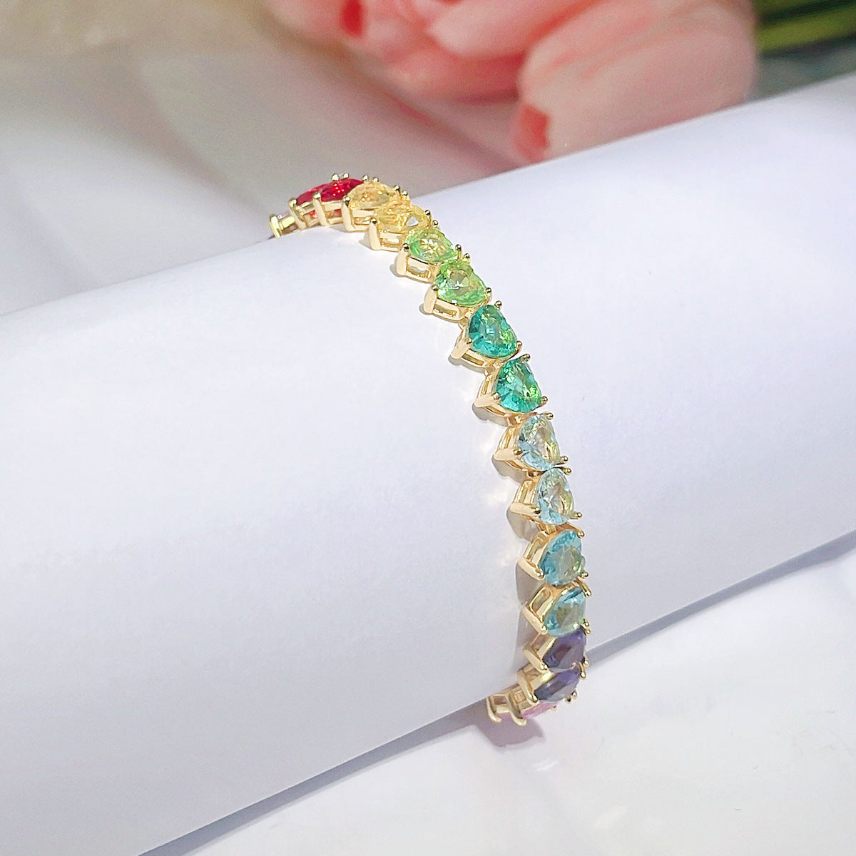 Fashionable Color Jewelry Heart Tennis Necklace For Women