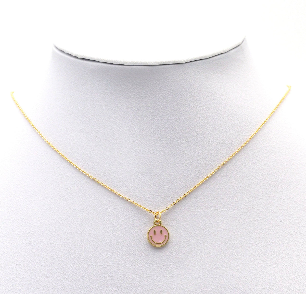 Tiny Cute Enamel Gold Smiley Face Charm, Sku#B333/LX141