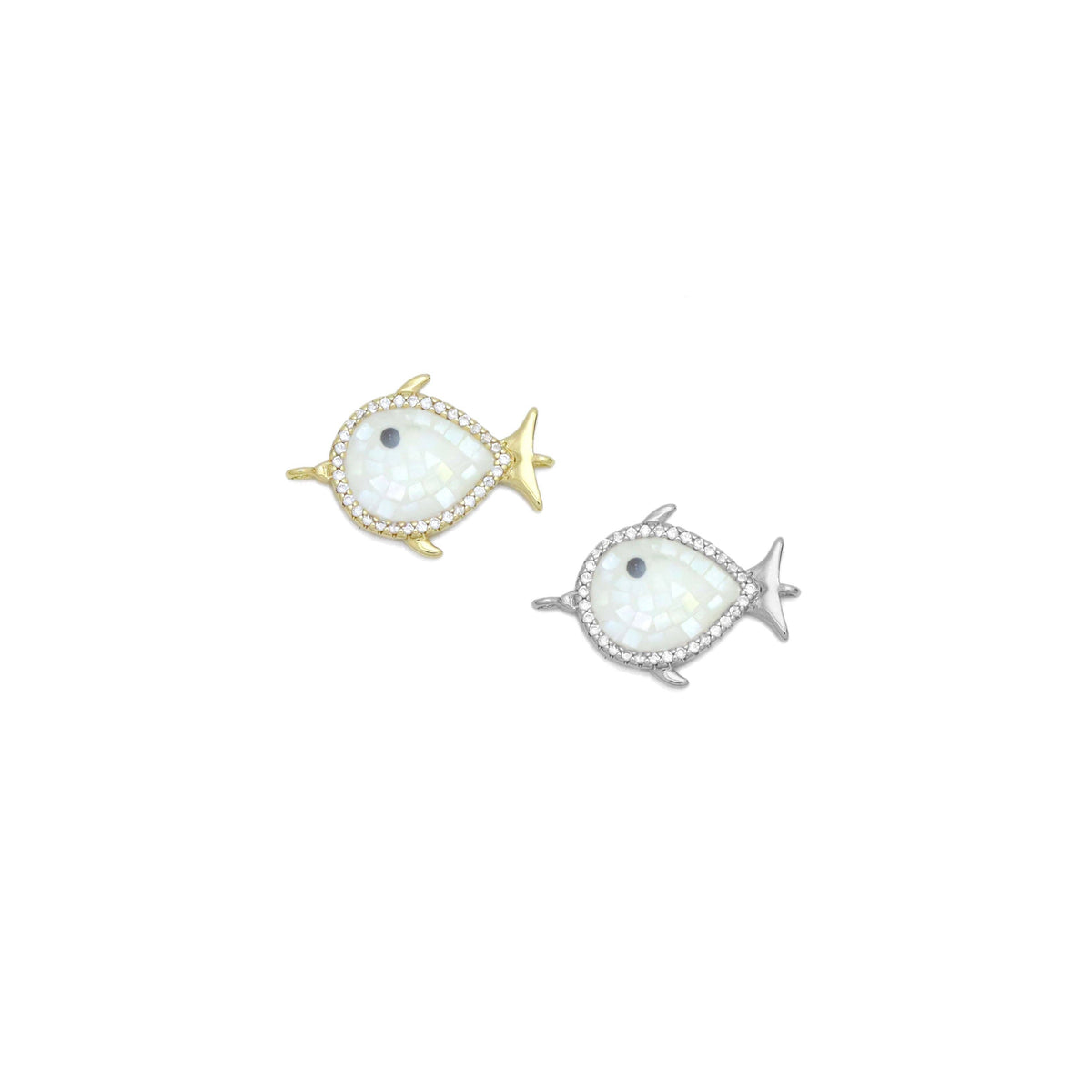 White Mother-of-pearl Fish Connector Charm, Sku#WL3
