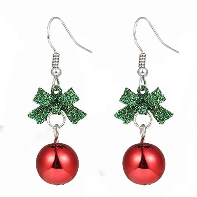 European And American Cross-border Fashion Christmas Earrings Cute Cartoon Christmas Tree Bells Bulbs Snowflake Alloy Earrings
