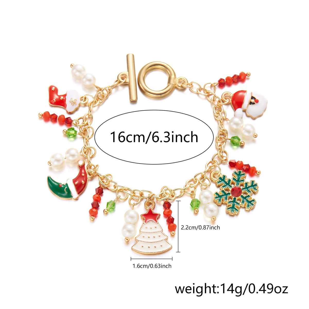 Cross-Border Christmas Bracelet With European And American Snow Santa Claus Bell Wreath Gift Pendant, Pull-Out Light Luxury Design Bracelet