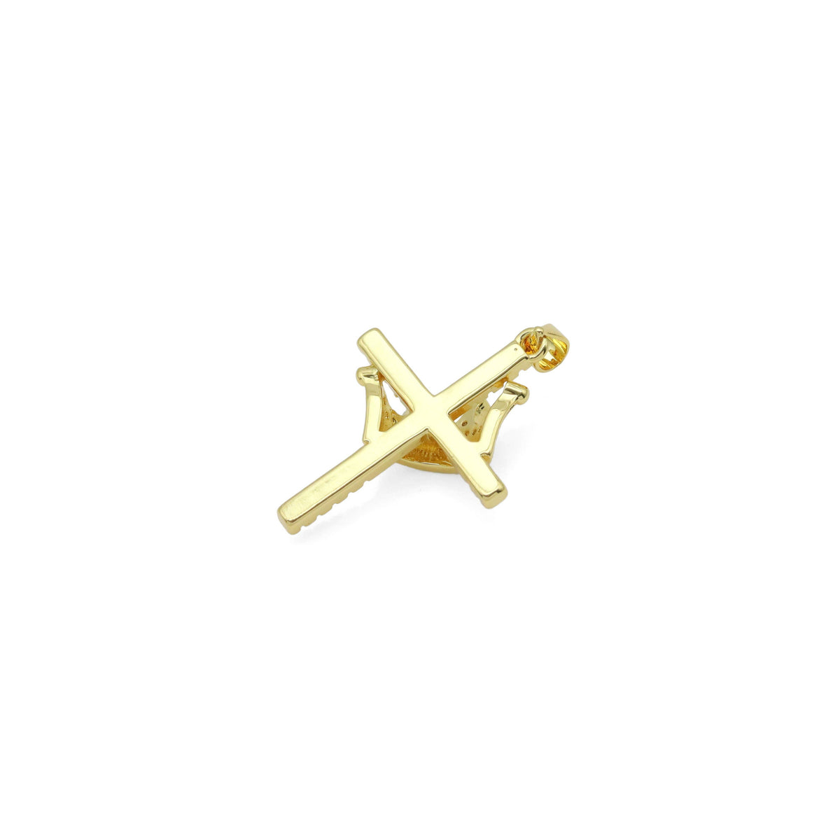 Gold Silver Clear CZ Crown Cross Charm Pendant, Sku#LD637