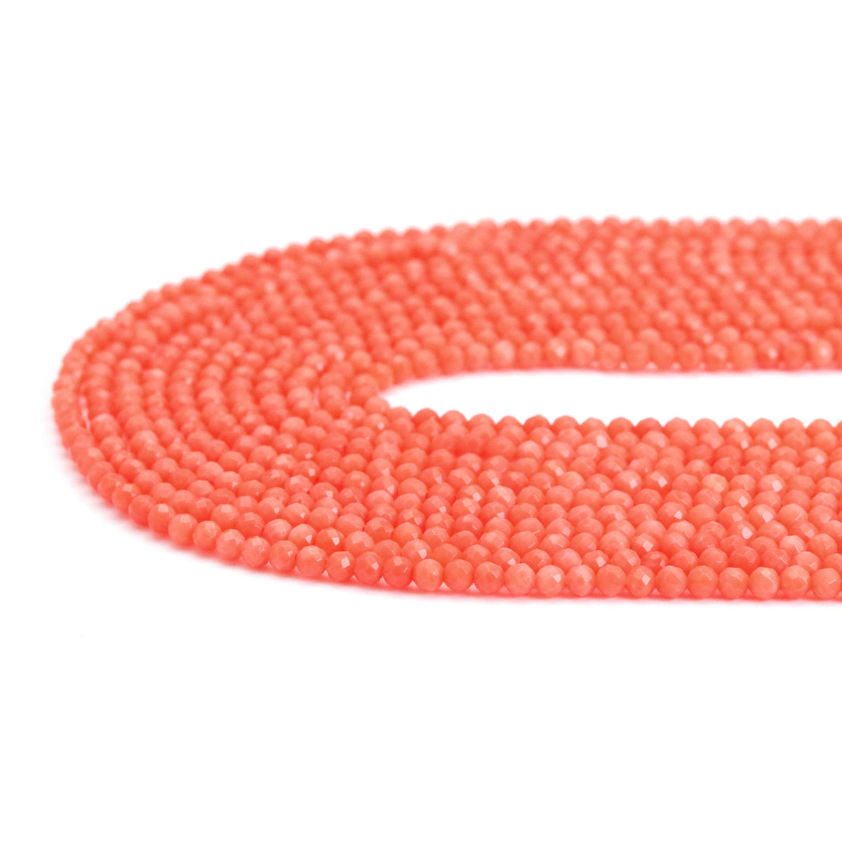 Orange Coral Round Faceted Beads, Sku#U2036