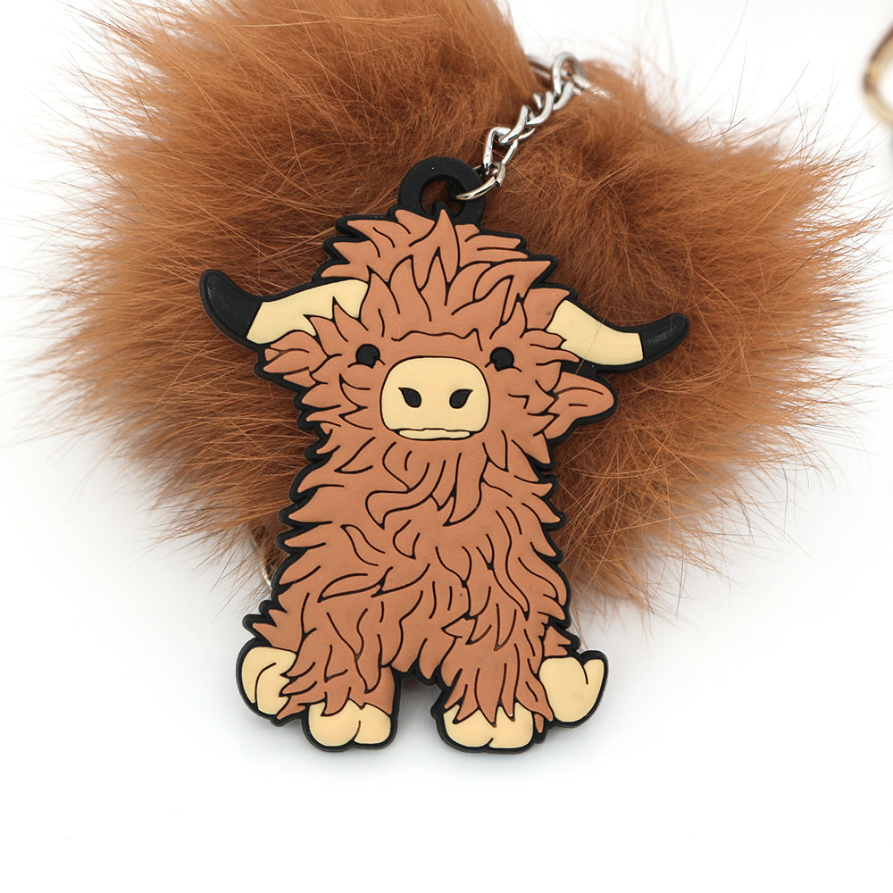 Highland Cow Key Accessory, Cow PVC Keychain