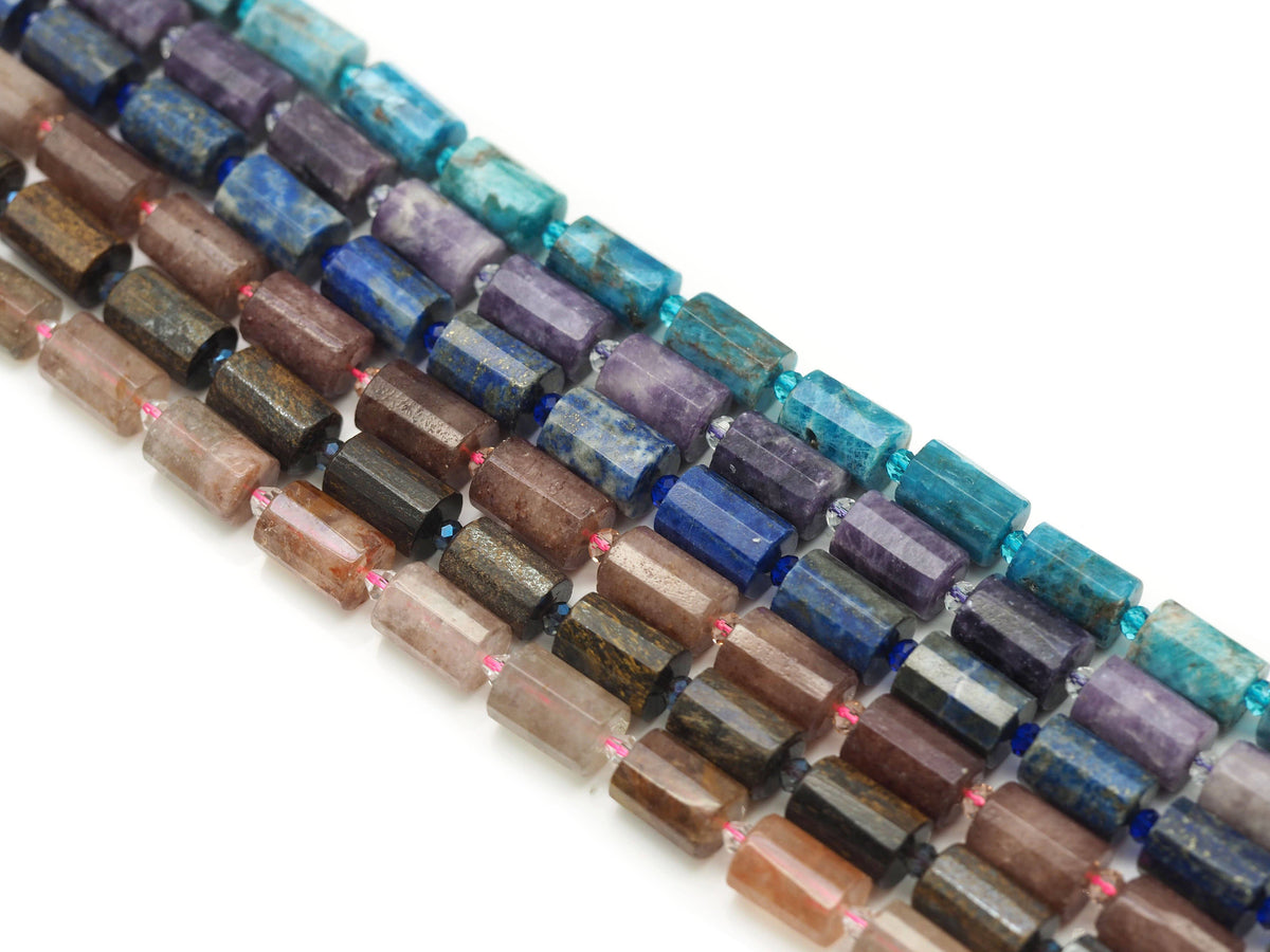 Natural Faceted Cylinder Gem Beads, 10x14mm, Sku#HY16