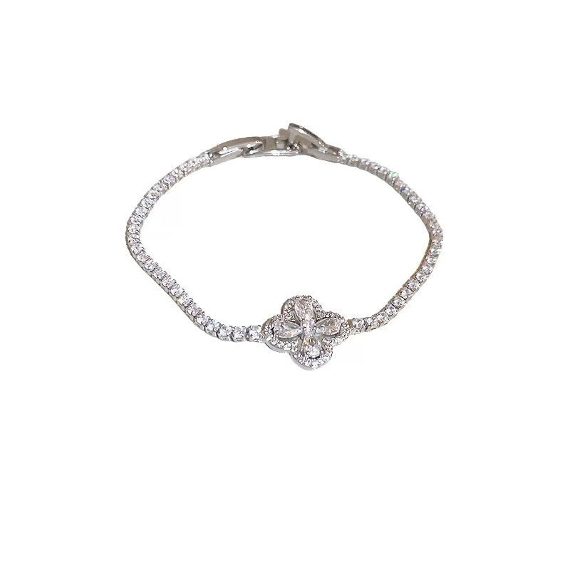 Wind Super Sparkling Full-Crystal Four-Leaf Clover Bracelet For Women
