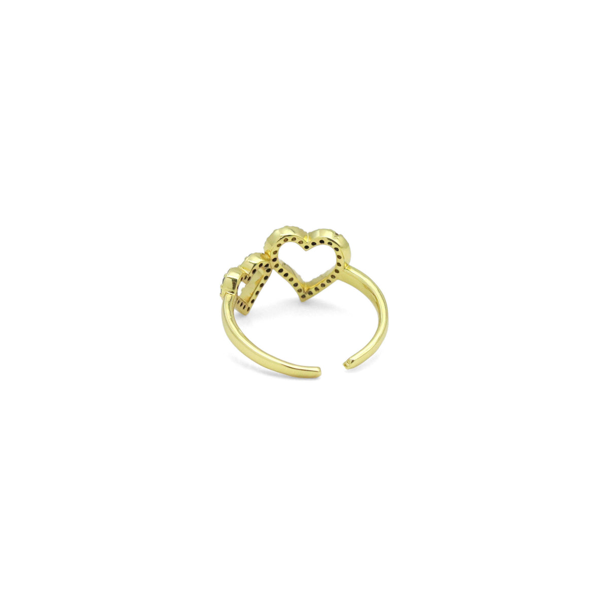 Clear CZ Double Duddle Heart Statement Adjustable Ring, Sku#A449