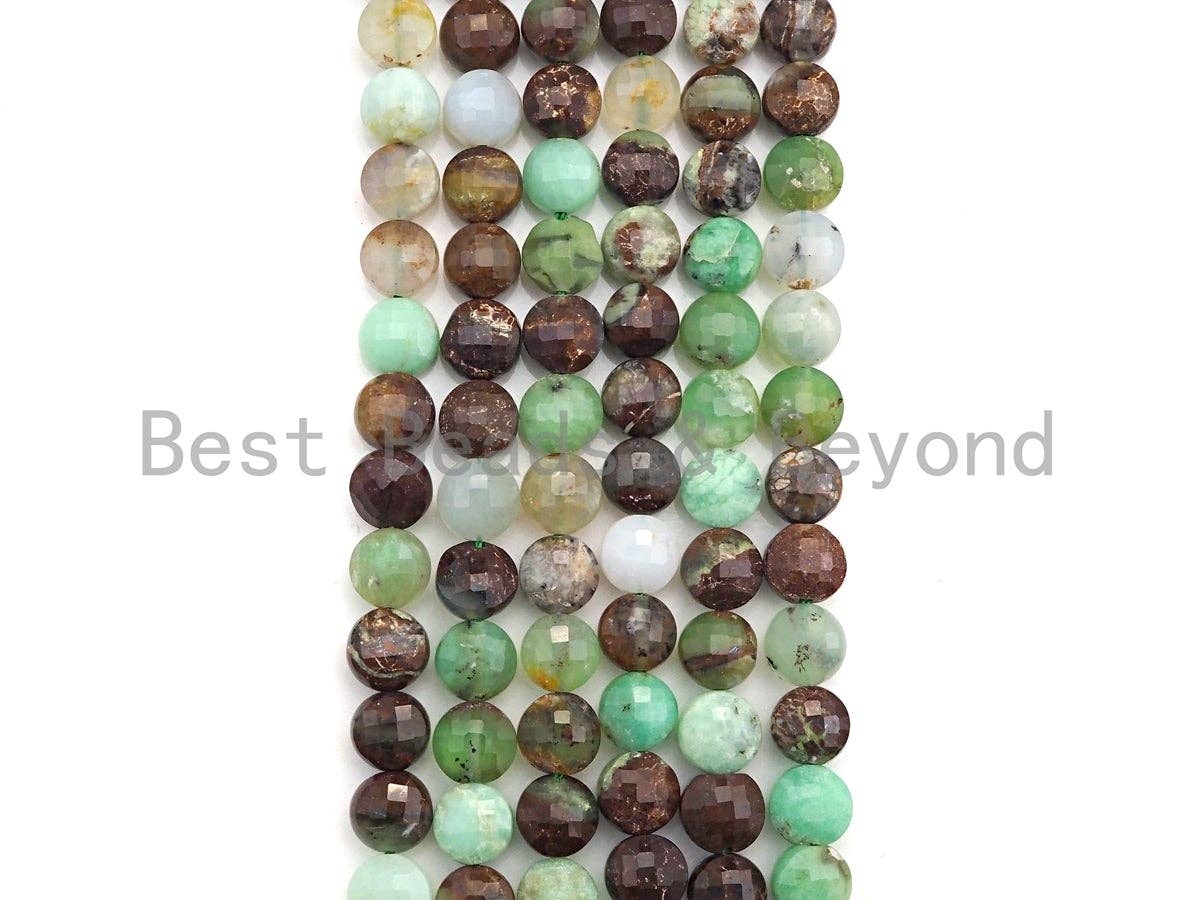 High Quality Natural Chrysoprase Checkerboard Cut Coin Shape beads, 8mm Turtle Shell Cut Chrysoprase  Beads, 16" Full strand, sku#UA43