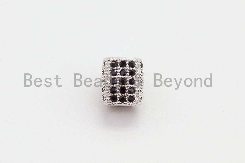 CZ Micro Pave Drum Barrel Space Beads, Cubic Zirconia Large Big Hole Space Tube Beads, 7x6mm,SKU#G38