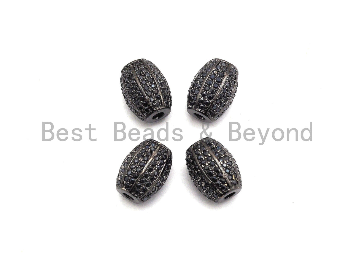 Black CZ Pave On Black Micro Pave Oval Spacer Beads Crystal for Bracelet/Necklace, Cubic Zirconia Beads, 10x13mm, sku#G414