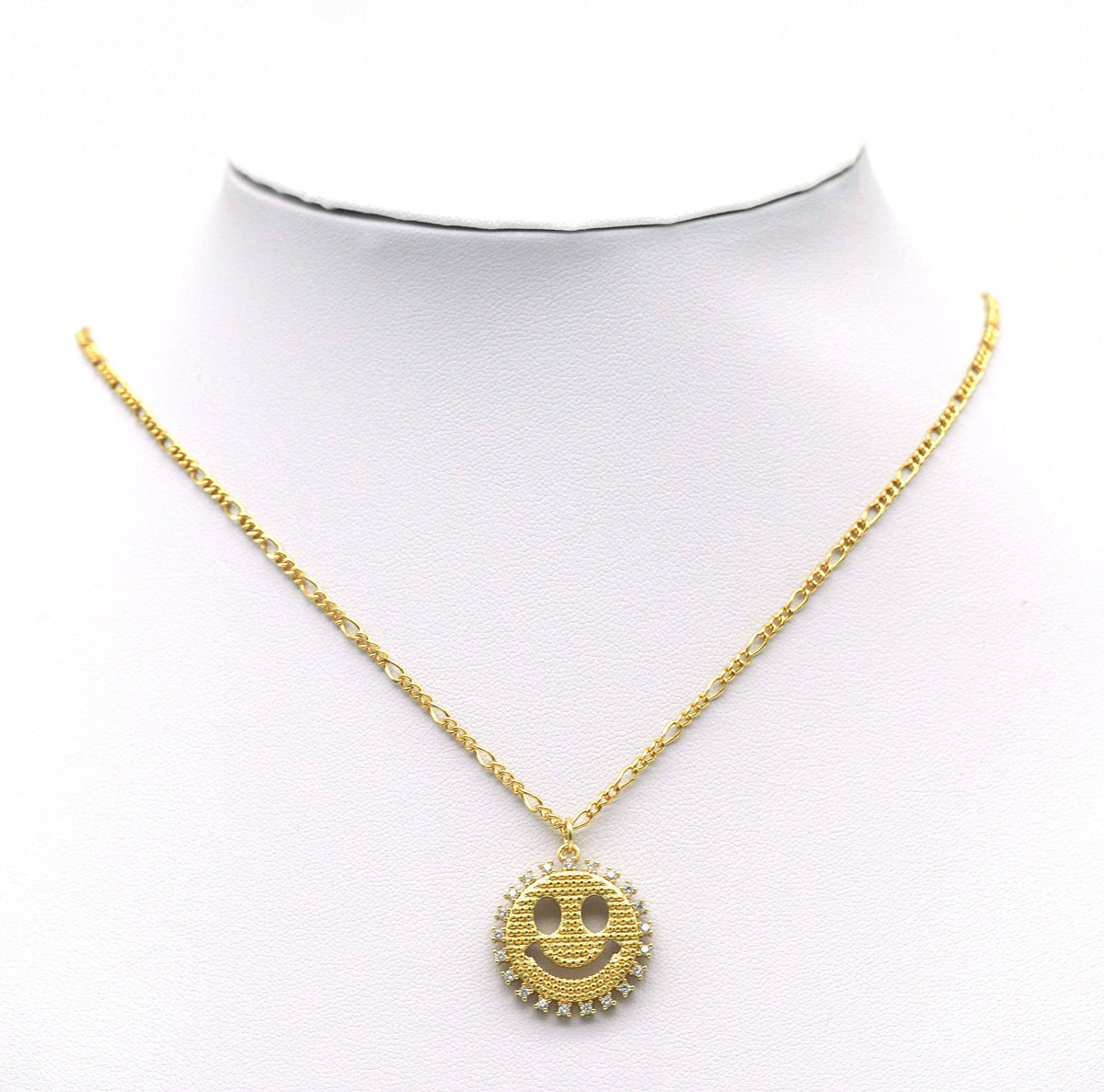 CZ Smiley Face with CZ around Charm, Sku#L674