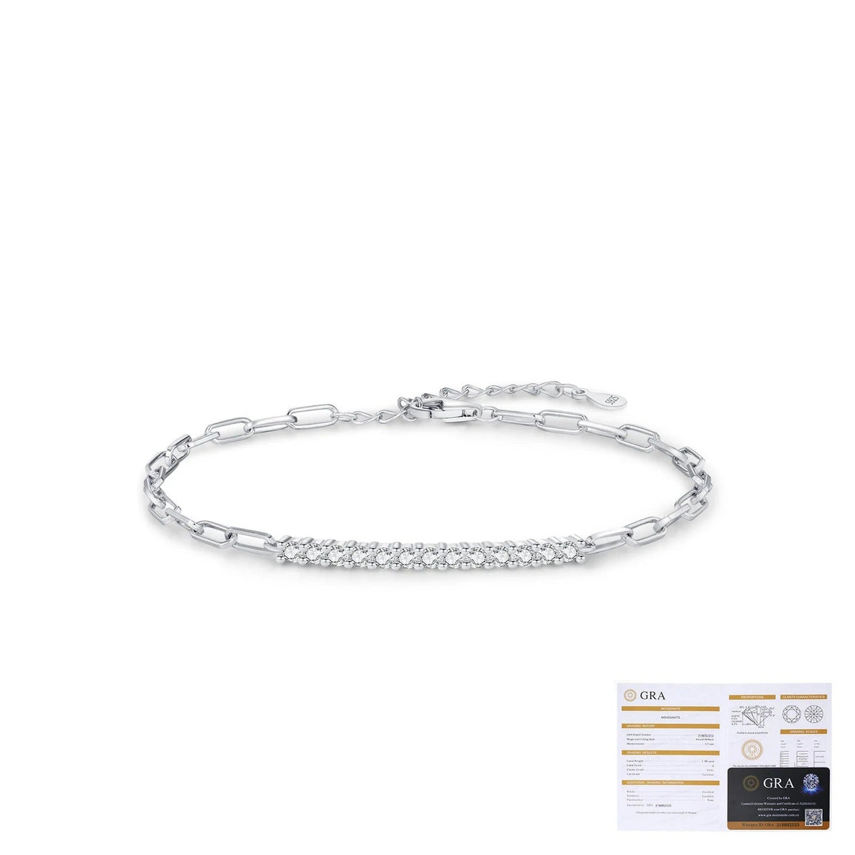Geometric D-Color VVS1 Moissanite Accent Bracelet in Sterling Silver