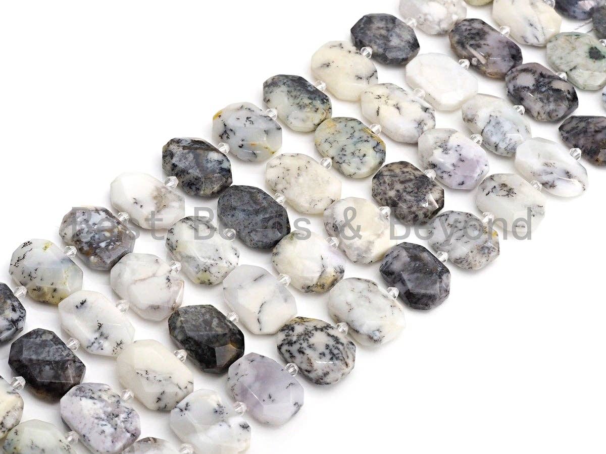 Natural Dentric Opal Rectangle Faceted Beads, Natural Opal beads, 16x22mm, sku#U652