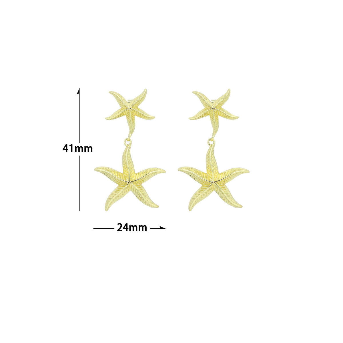 Gold Silver StarFish Earrings, Sku#A472