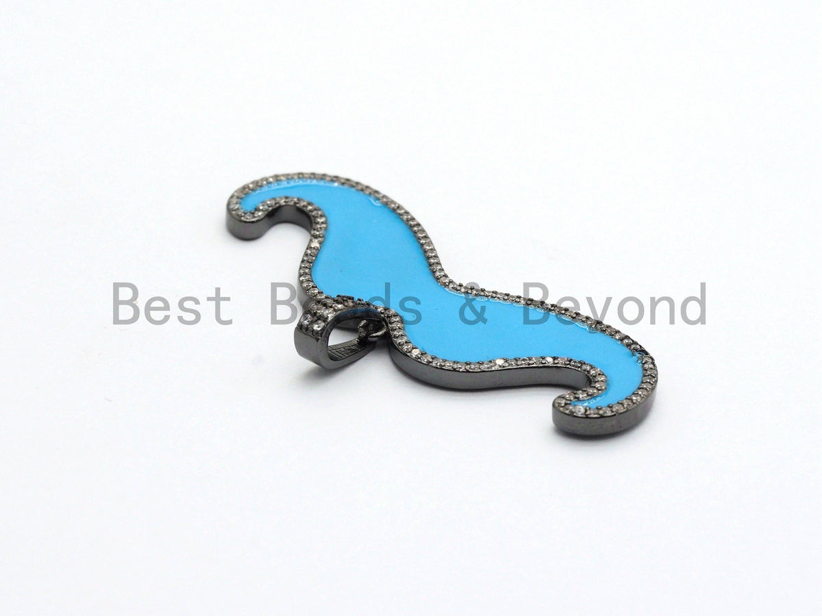 NEW Enamel Mustache Shape Cloud Shape Pendant, CZ Micro Pave Oil Drop Enamel pendant,Enamel pendant,Enamel Jewelry,18x52mm,sku#F621