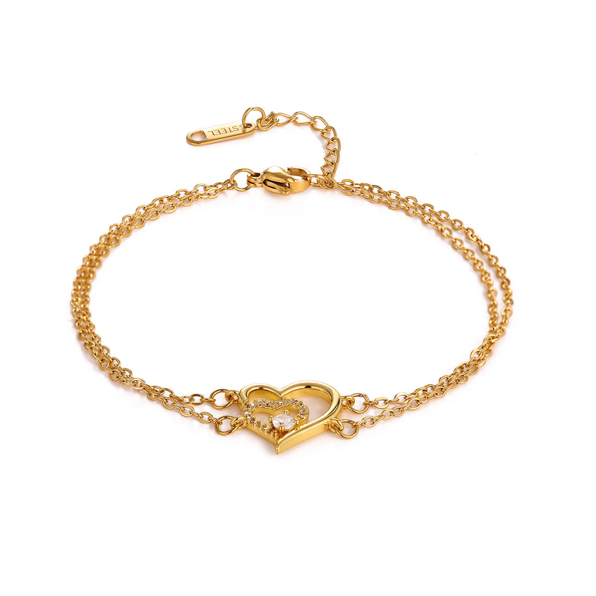 Adjustable Heart Zircon Bracelet For Women