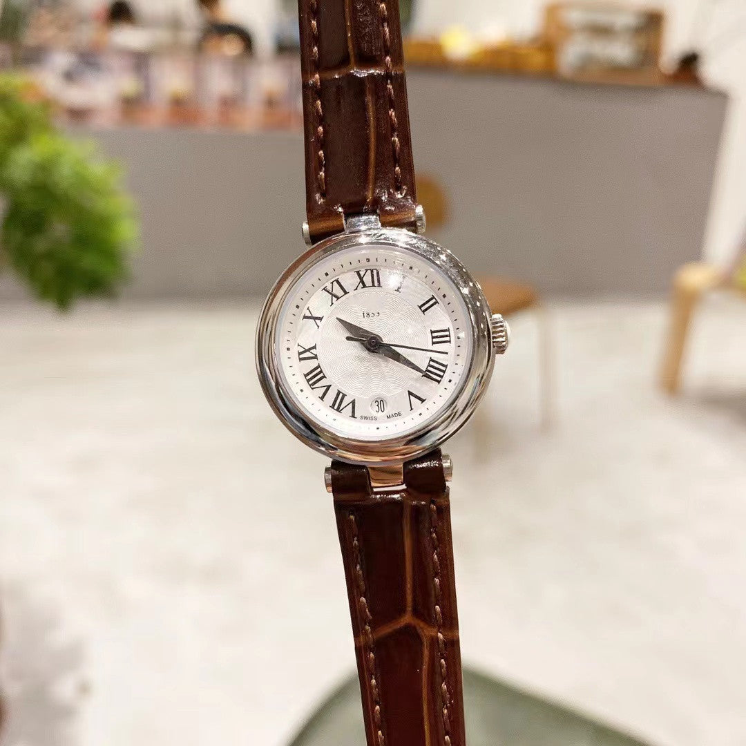 Quartz Steel Band Small Dial Roman Leather Watch