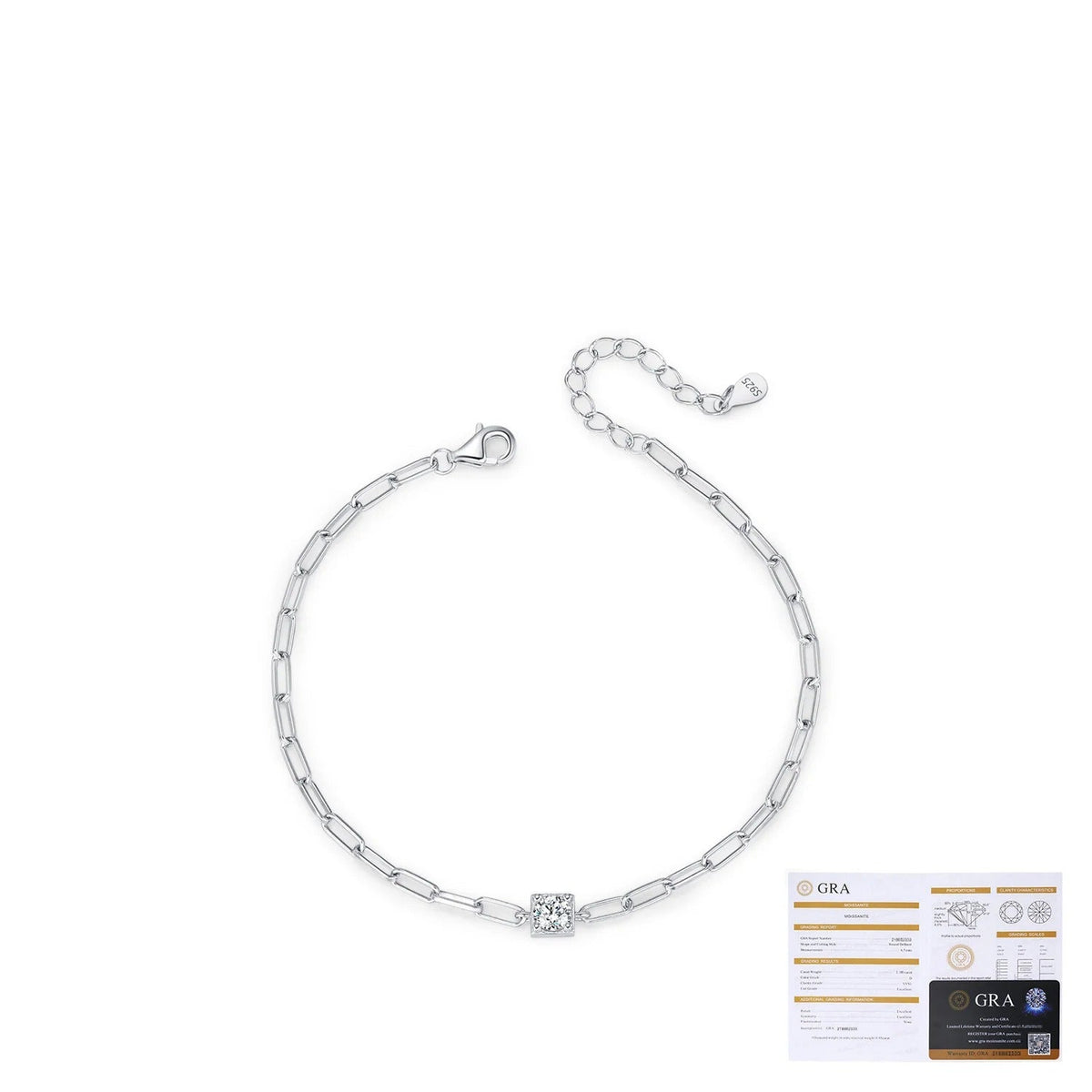 Geometric D-Color VVS1 Moissanite Bracelet in Sterling Silver for Women