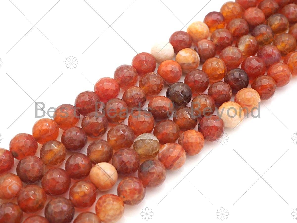 Dark Orange Fire Agate, Round Faceted 12mm, UA141C