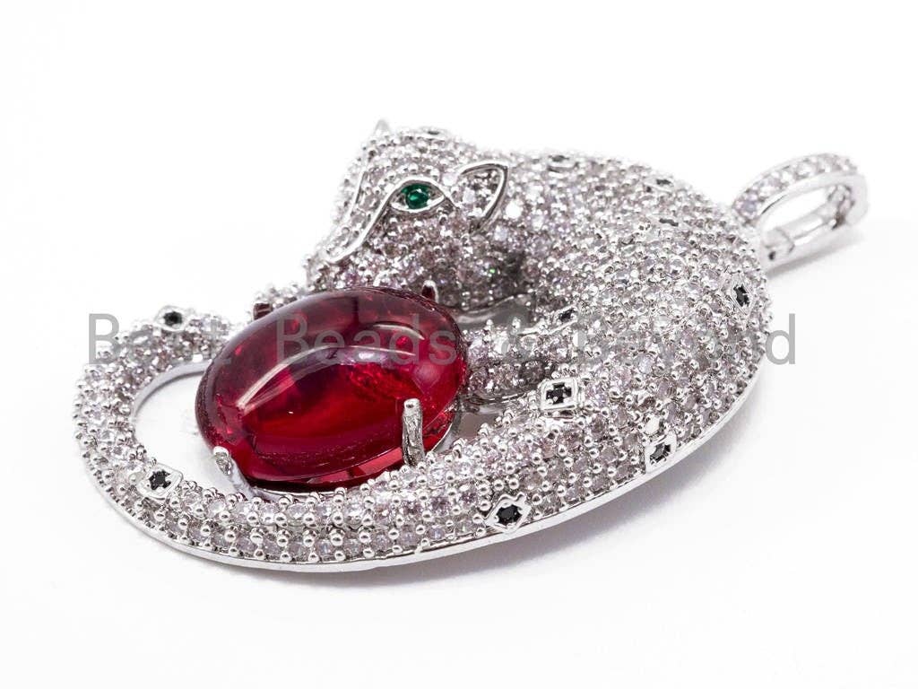 CZ Micro Pave Leopard with Big oval stone, SKU#L239