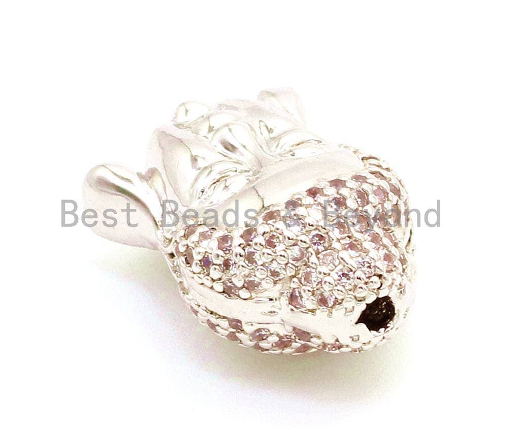 CZ Micro Pave Guanin Buddha Double Face Head Beads, Cubic Zirconia Spacer Bead, Pave Buddha's Head Gold/Silver/Black/Rose Gold, sku#G102