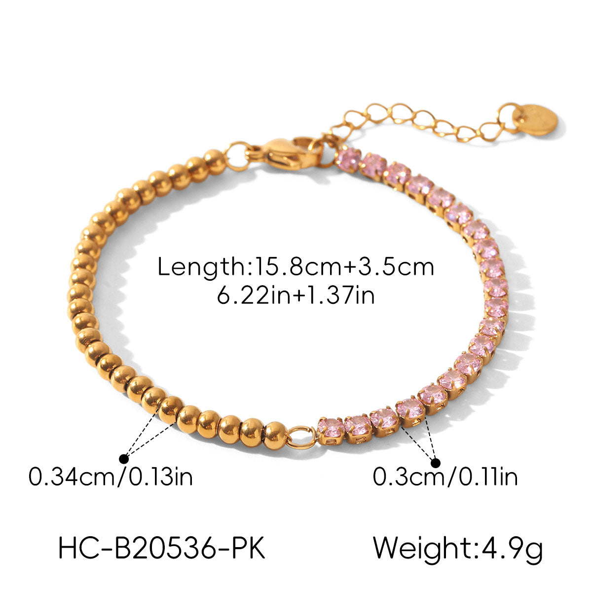 18k Gold-colored Stainless Steel Zircon Bracelet That Wont Fade