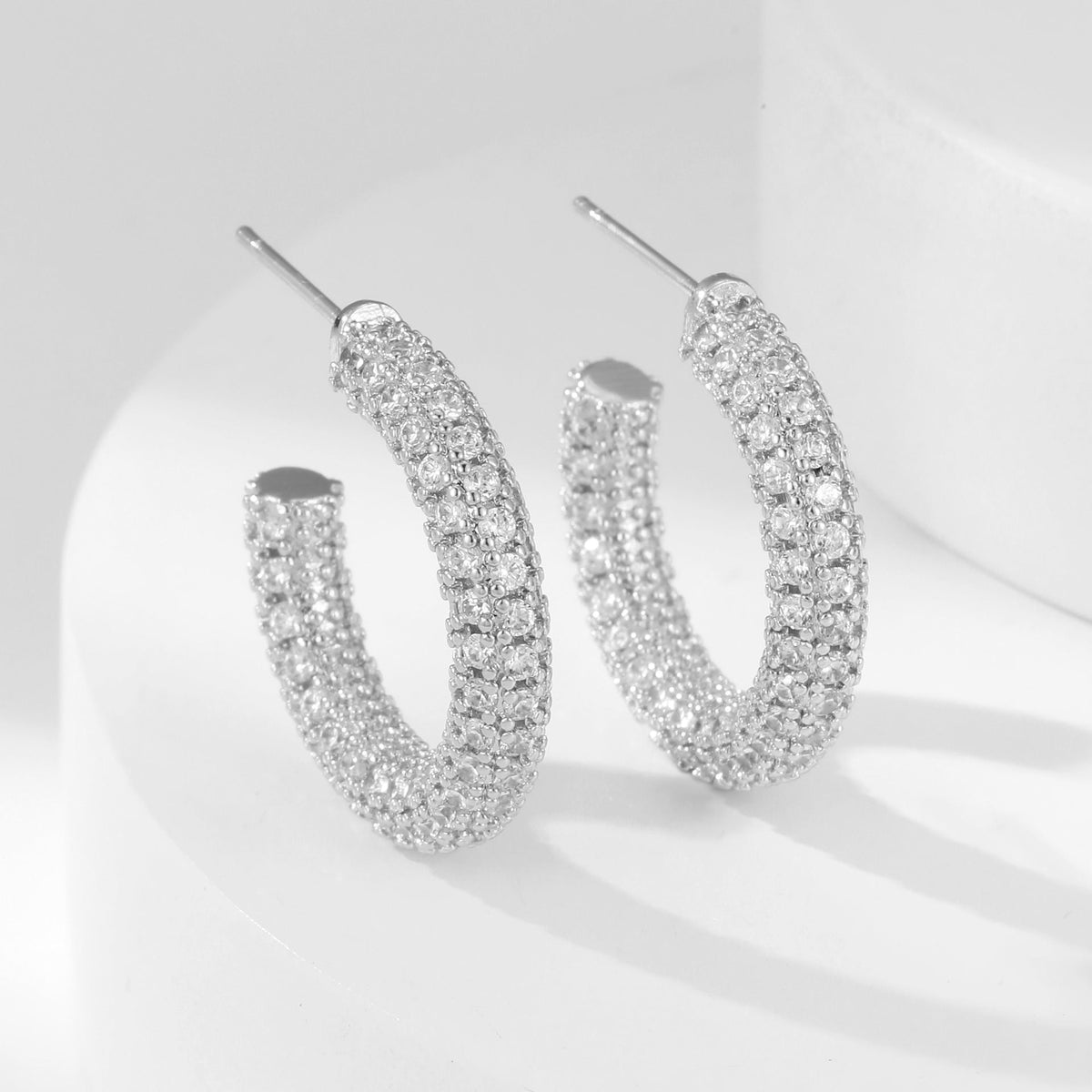 Simple Design Micro-inlaid Zircon Earrings