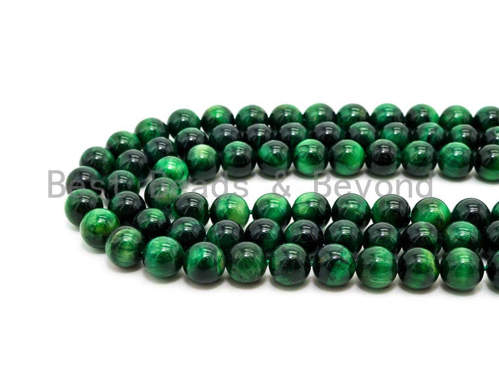 High Quality Natural Green Tiger Eye Round  Beads, 4mm/6mm/8mm/10mm/12mm/14mm Round Beads, Green Tiger Eye, 15.5'' Full strand, SKU#U68