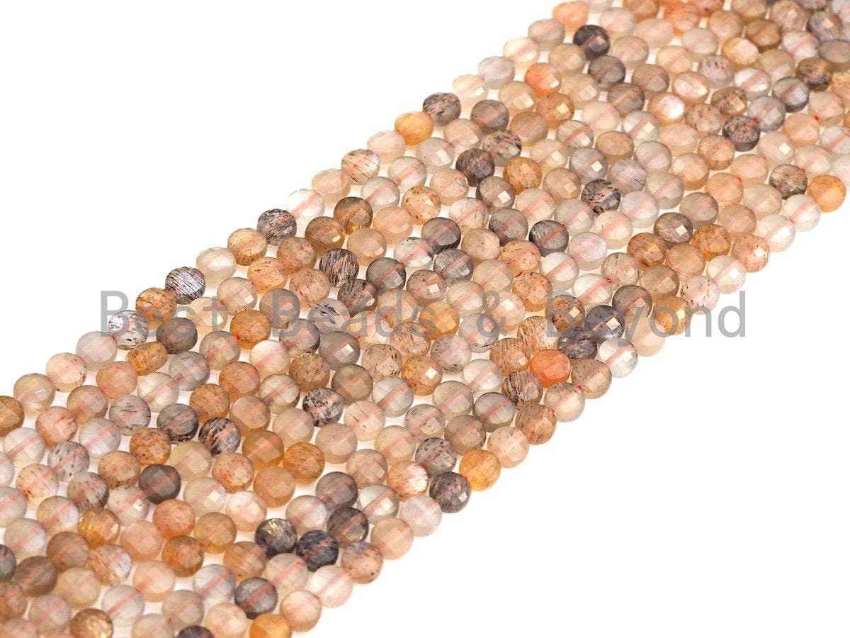 High Quality Natural Mixed Color Moonstone Checkerboard Cut beads, 4mm Turtle Shell Cut Moonstone Beads, 16" Full Strand, sku#U783