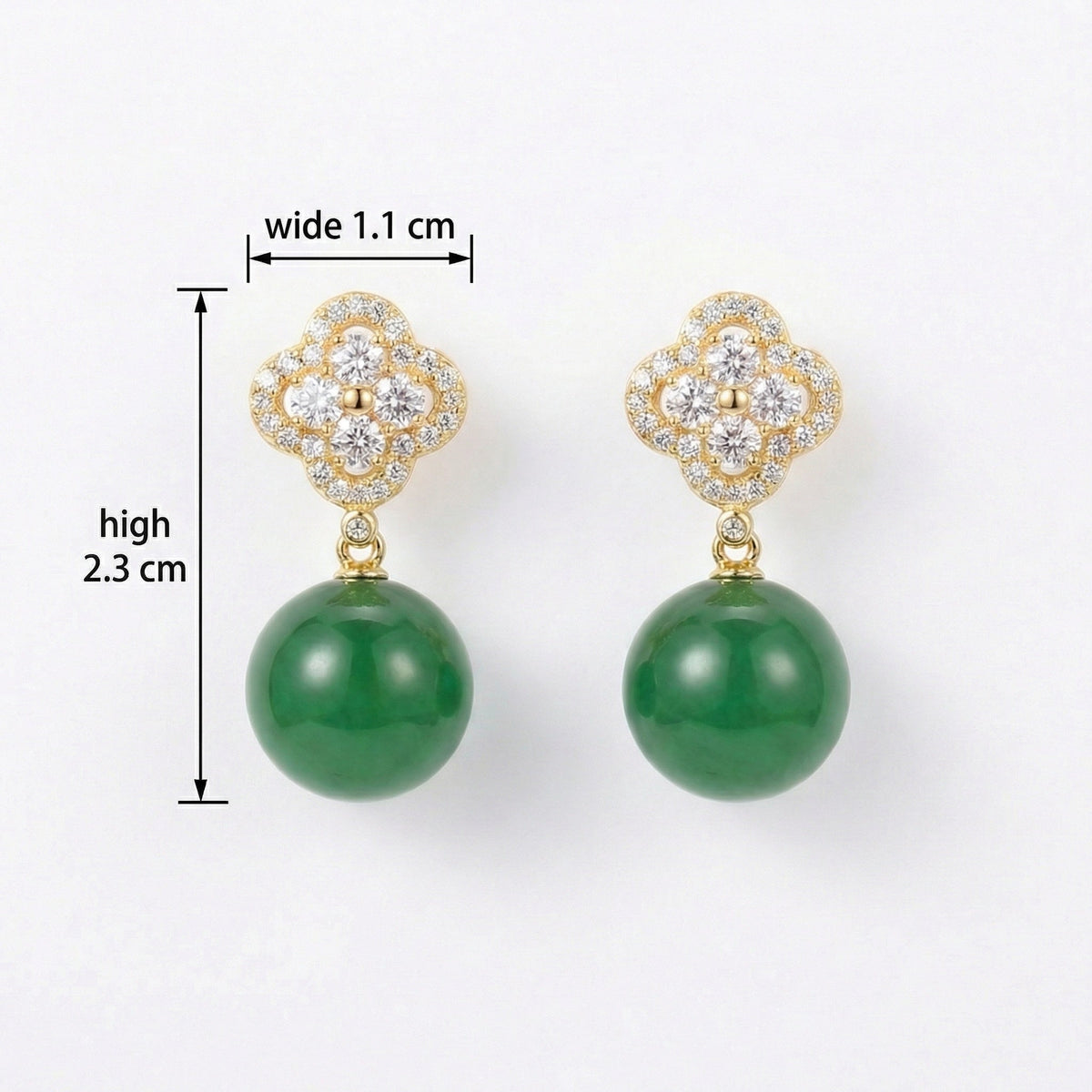 925 Sterling Silver Elegant Clover Motif Earrings with Shimmering Accents and Vibrant Green Drops