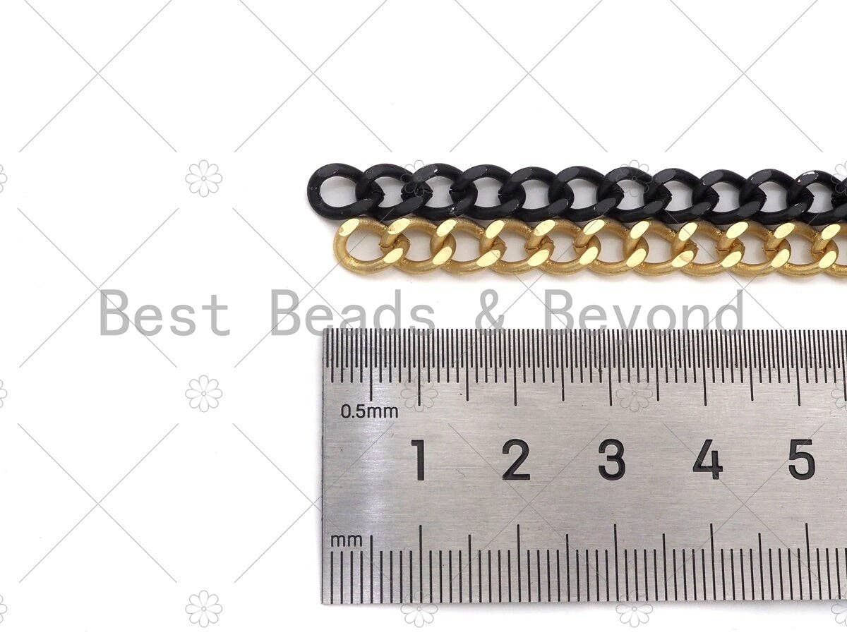 Matte Gold Black 6x8mm Cuban Curb Chain by Yard, Cuban Chain, Matte Finish Chain, Wholesale bulk Chain, sku#M403