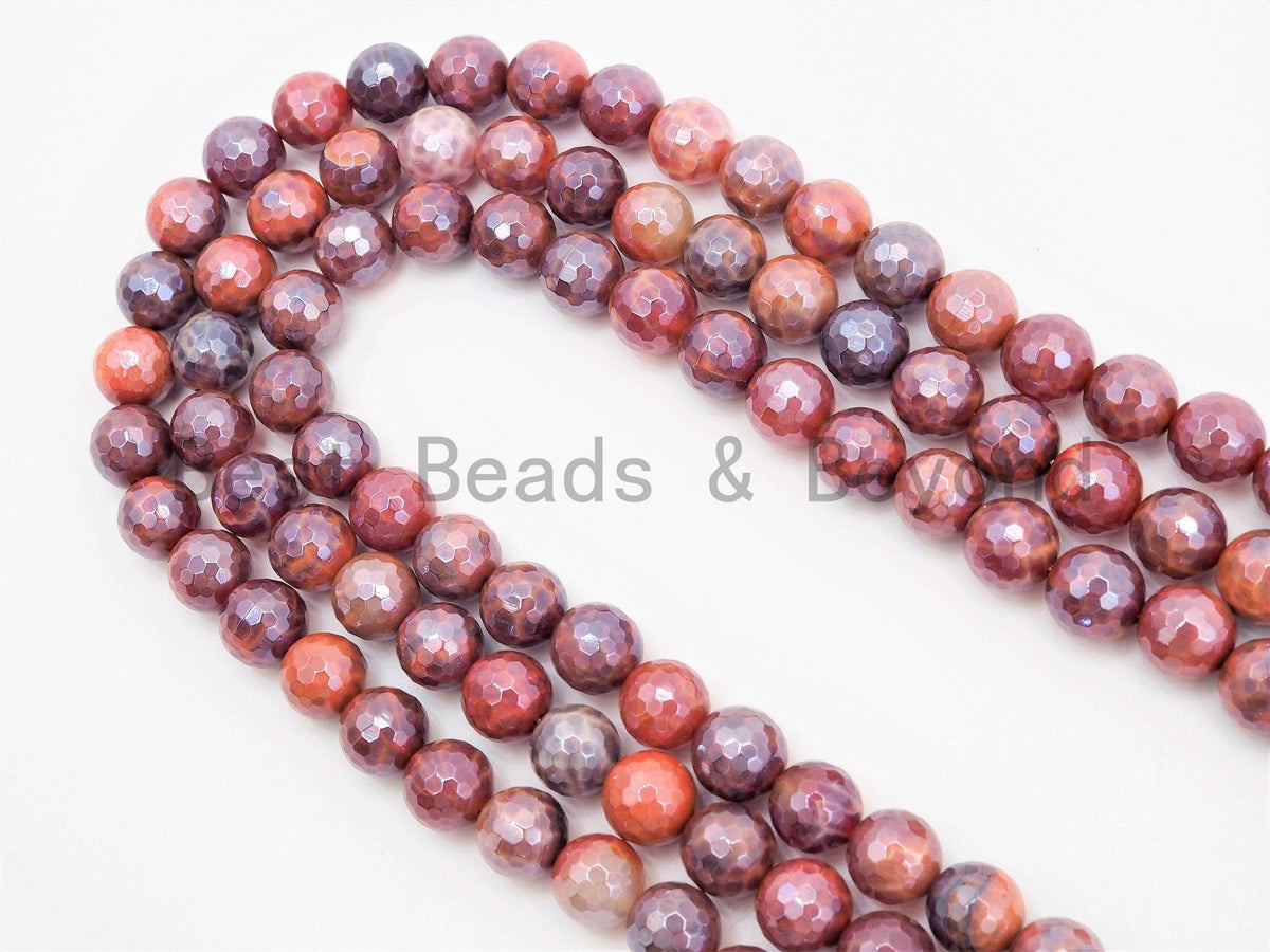 Mystic Plated Faceted Fire Agate beads, High Quality 6mm/8mm/10mm Red Gemstone beads, Red Agate Beads, 15.5inch strand, SKU#U353