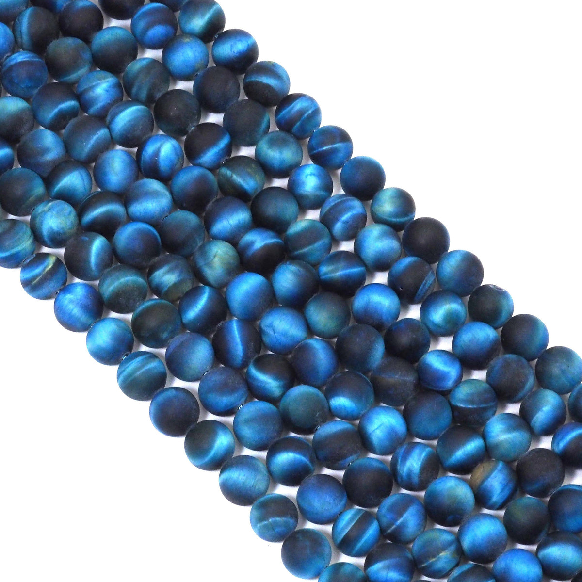 High Quality Blue Tiger Eye Matt Round Smooth Beads, 8mm/10m