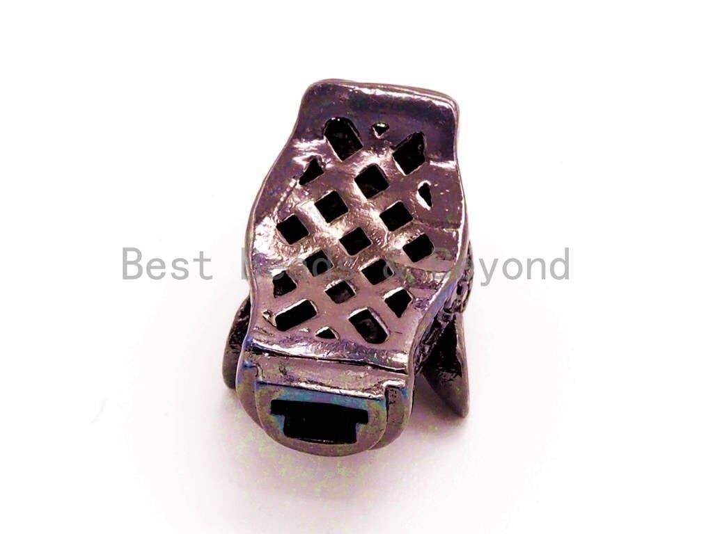 CZ Micro Pave leopard cuved tube bead, Cubic Zirconia Panther Head space beads, Animal Head Beads, 17x10mm, sku#G174