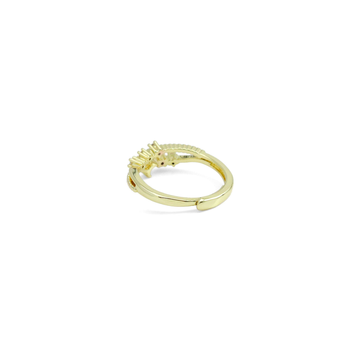 Dainty Clear CZ Gold Silver Cresent Moon star  Adjustable Ring, Sku#A278